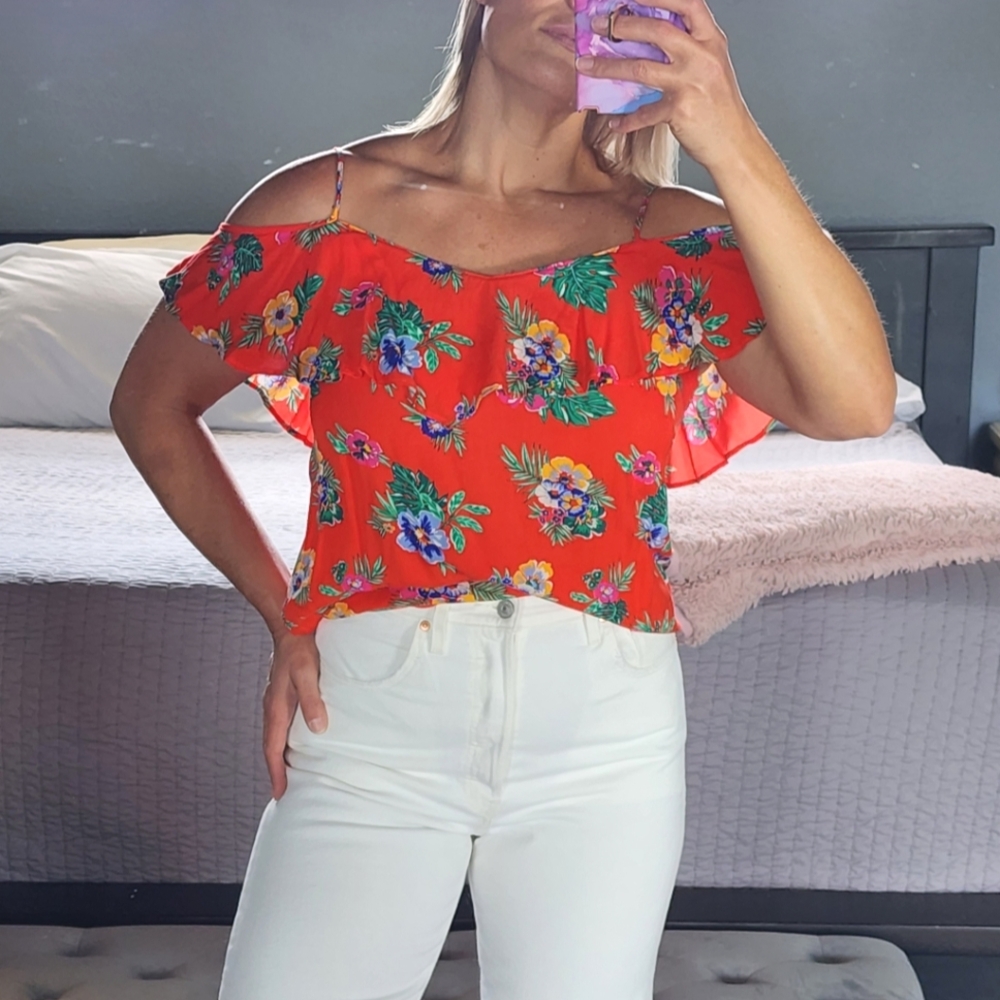 Old Navy Tropical Off The Shoulder Top